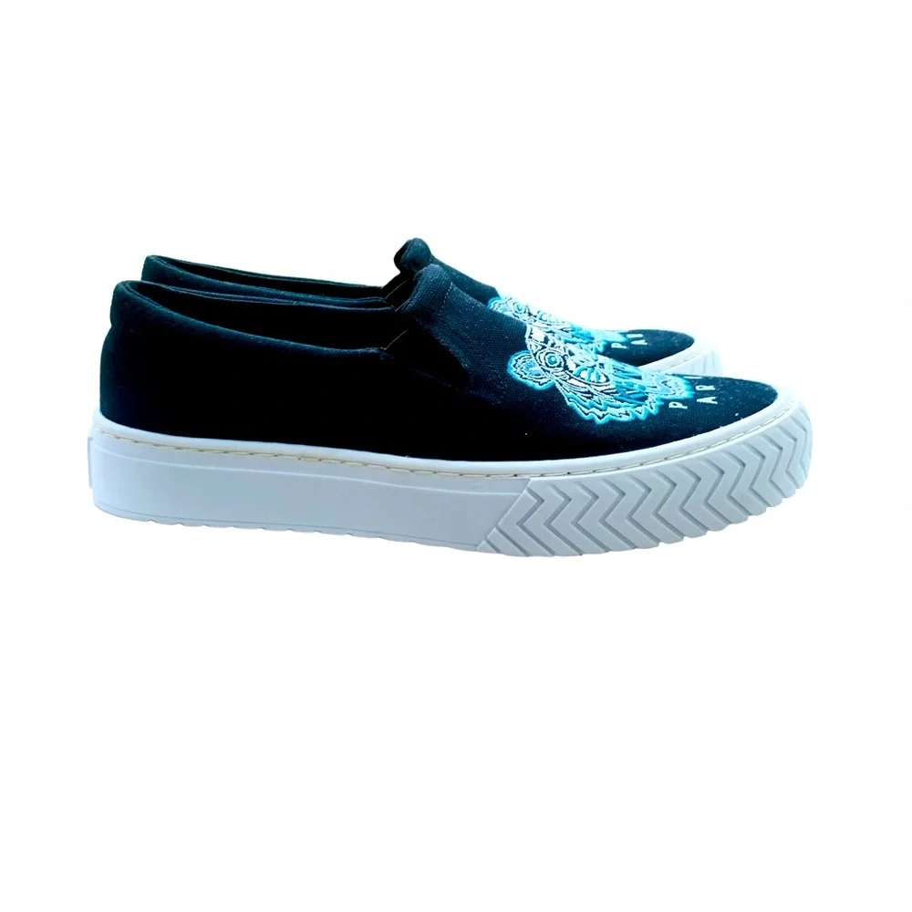 KENZO Sneakers slip on Tiger head logo black sneakers unisex slip on shoe - Picture 3 of 8